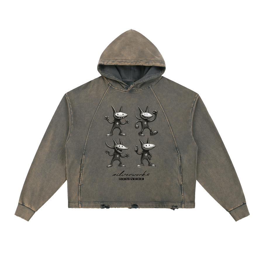 XILVERWORKS NY WASHED FRAYED HEM-HOODIE