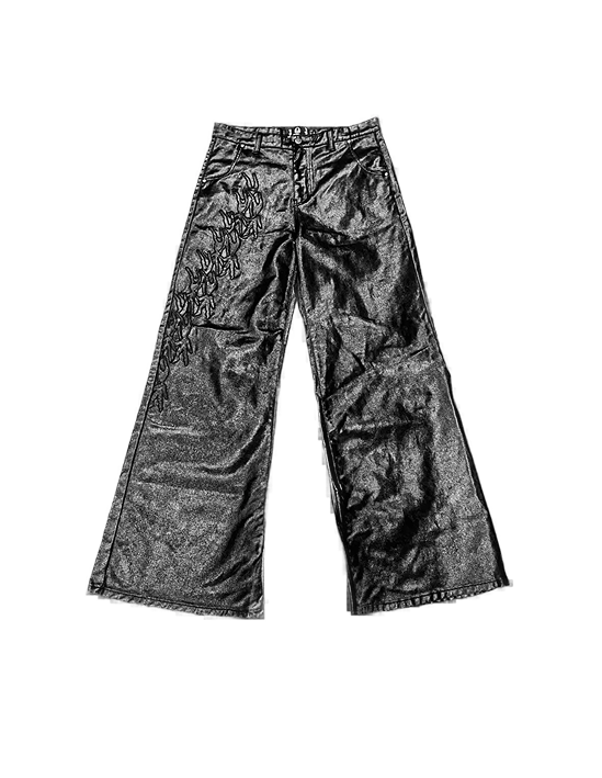 WAXED DENIM “XUNNY” PATCHWORK JEANS